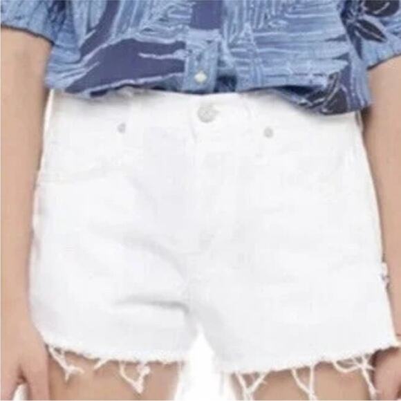 NEW Sandrine Rose Free People White Cut Off Denim Shorts, NWT, Size 24 MSRP $128 - Picture 3 of 11